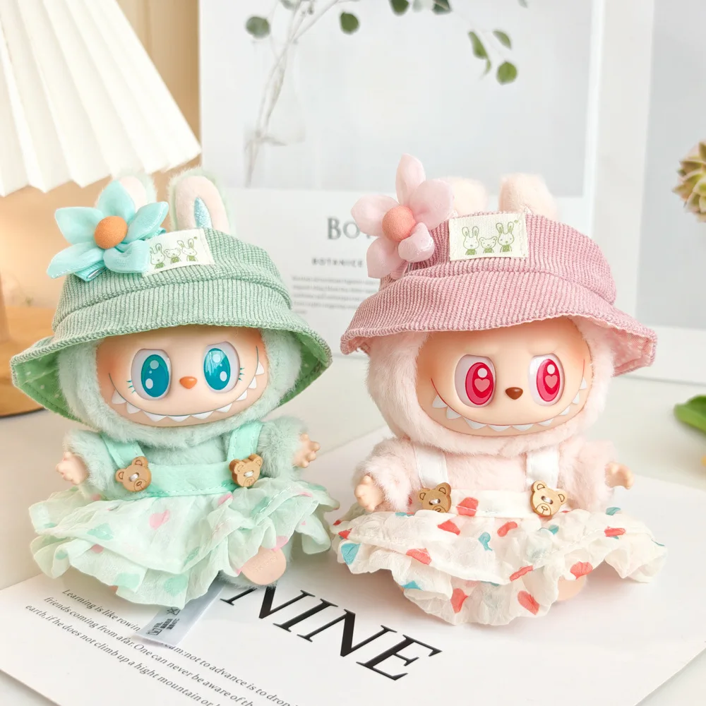 Clothing Only: Suitable For 15-17cm Labubu Doll Clothes Pendants Party Cute Camisole Dresses Dresses Hats Sets of Clothing