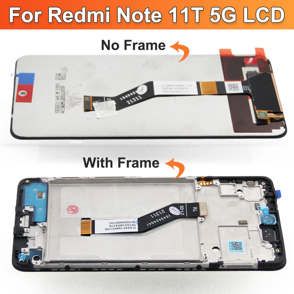 6.6\'\' For Xiaomi Redmi Note 11T 5G LCD Display Touch Screen Digitizer Assembly For Redmi Note11T 2201117SG LCD Replacem