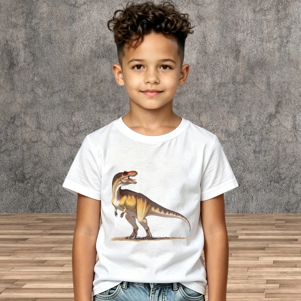 Boys Travel Wear Dinosaur Printed Short Sleeve Tshirt Summer Kid Cotton Tops