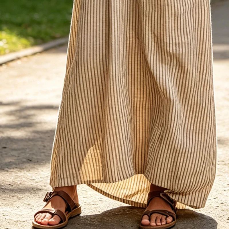 

Striped Formal Dress Off Shoulder Maxi Dress Striped Puff 3/4 Sleeve Long Dress Summer Beach Sexy Vacation Sundress