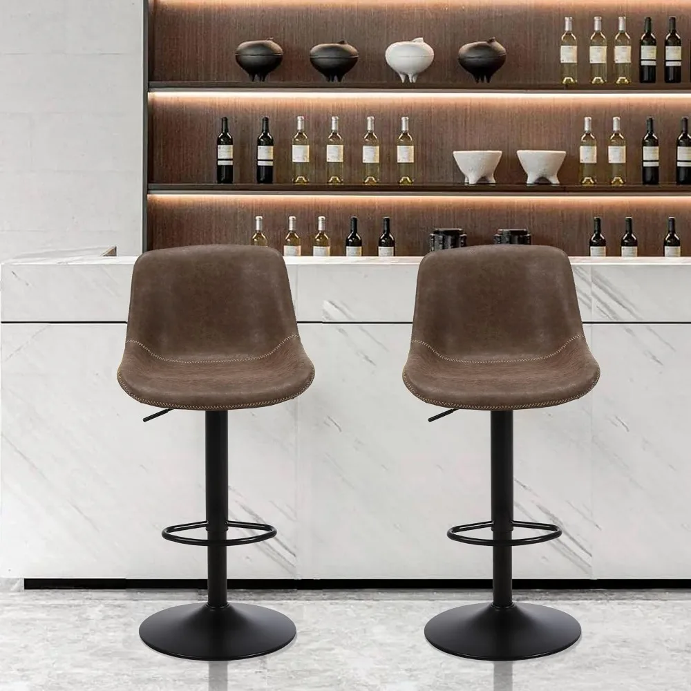 

Bar Stools Set of 2, Swivel Counter Height Barstools with Back, Adjustable Modern Bar Chairs, Tall Armless PU Leather Kitchen