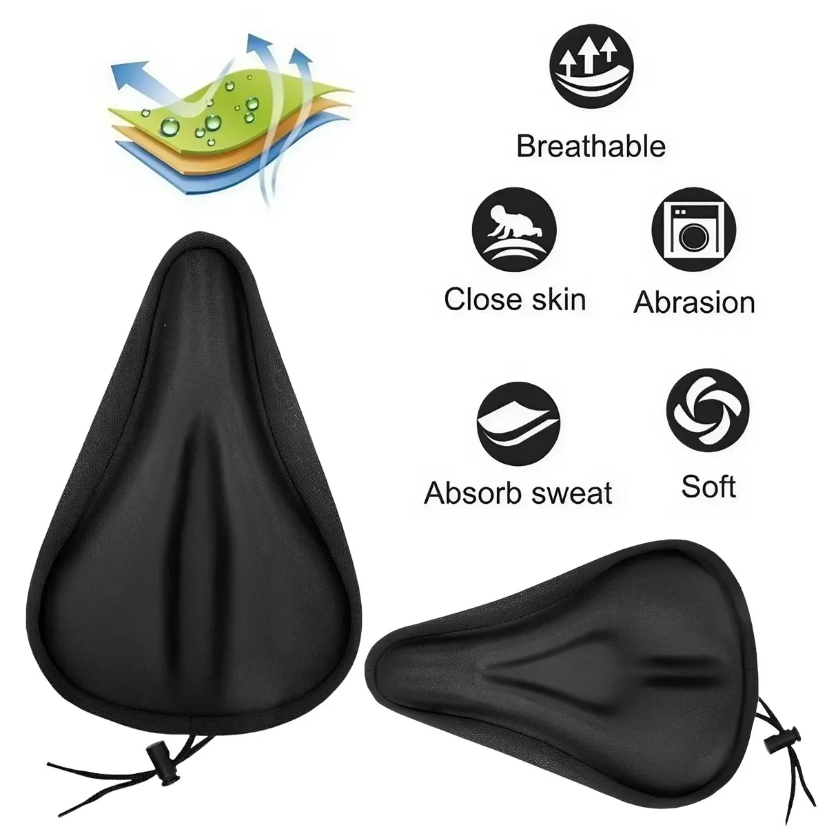 Asiento de bicicleta grueso 3D, cojín de Gel transpirable, funda protectora para asiento de bicicleta, adecuada para bicicleta de montaña y carretera