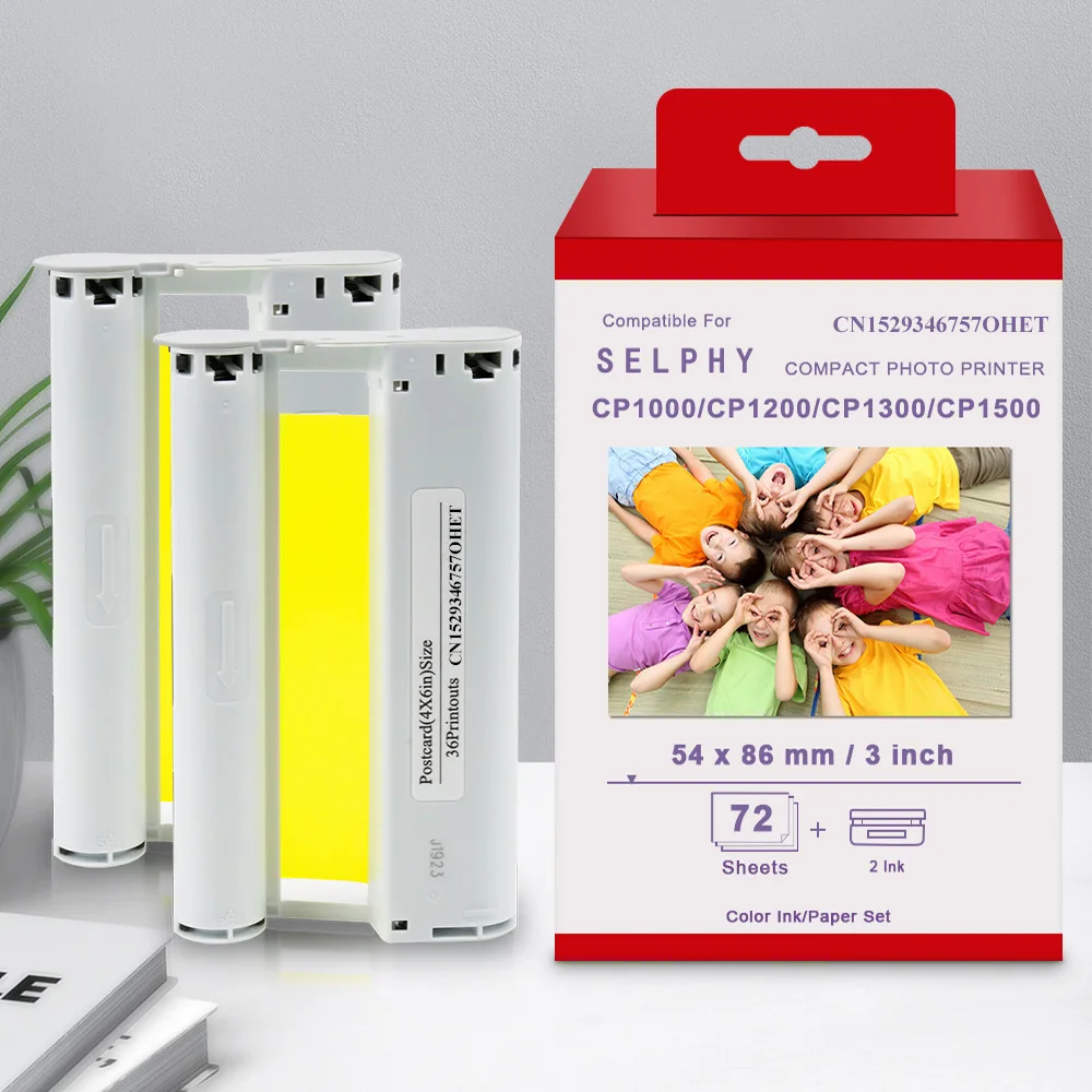 Compatible Canon Selphy Paper CP1500 CP1300 CP1200 CP1000 Ink Cartridge Photo Paper Set Canon Selphy cp1300 Paper KP108IN KP36IN