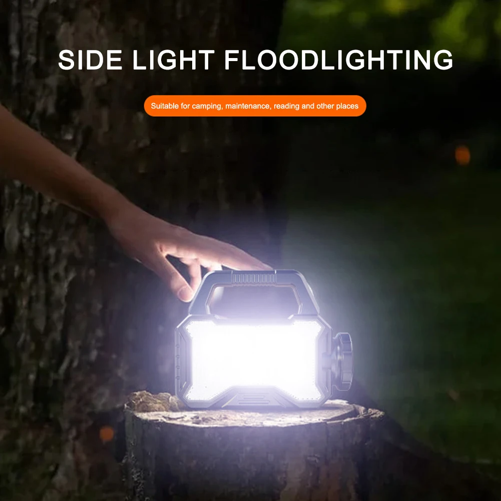 High Power Led Flashlights Rechargeable Camping Work Light Handheld Spotlight Torch COB Portable Light Solar Charging Power Bank