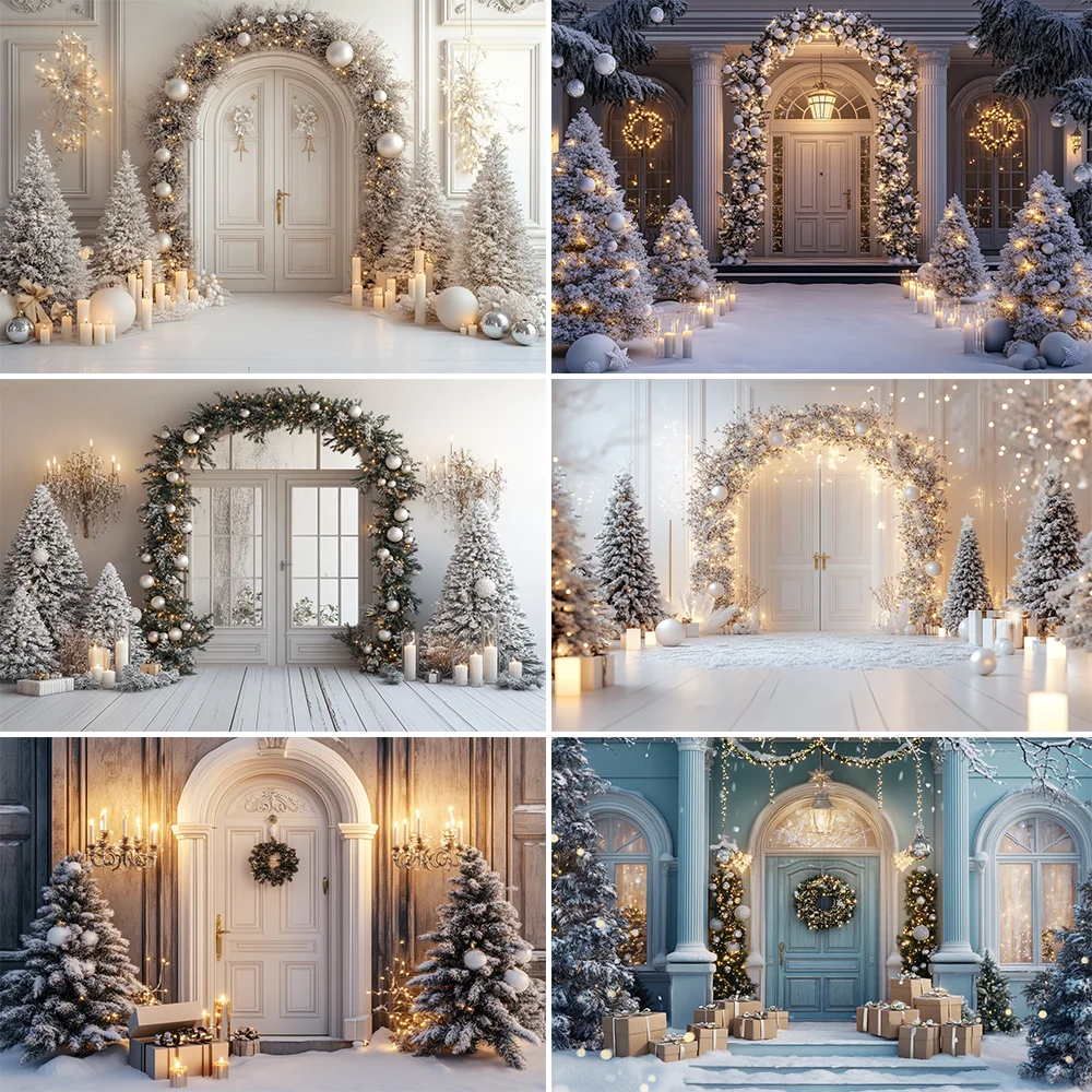 

Gold Glitter Christmas Room Background Photography Xmas Tree Retro Brown Wall Gift Backdrop Winter Kid Family Party Photo Studio