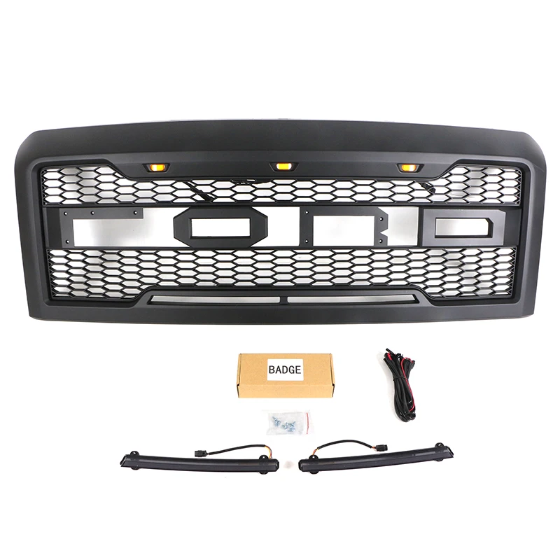 Exterior accessories offroad Front Grille Matte Black Grille With Light Bar Fit For E150 E250 E350 2008-2013