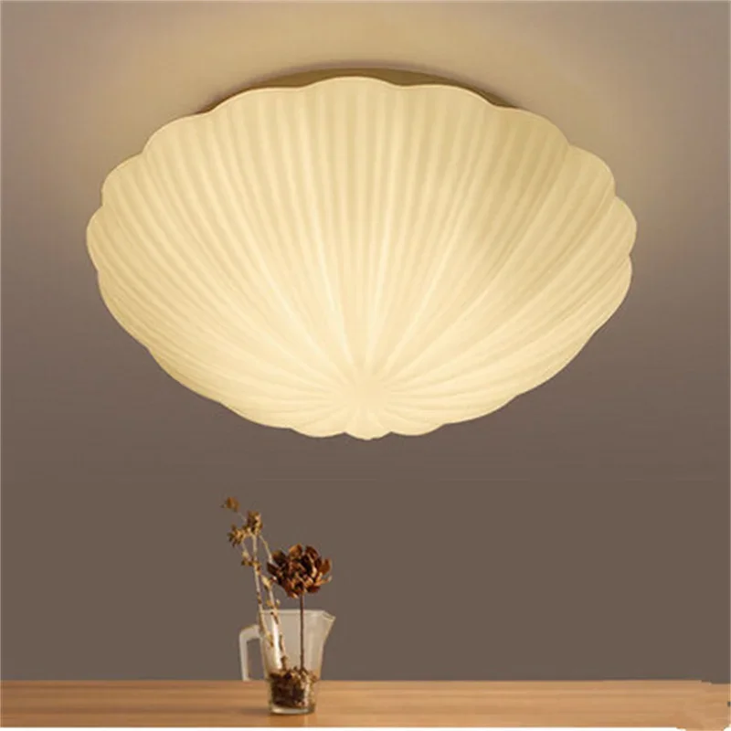 Home Deco Shell Shape E27 LED Bulb Ceiling Light Fixture Modern Brief Romantic Kids Bedroom White Glass Conch Ceiling Lamp