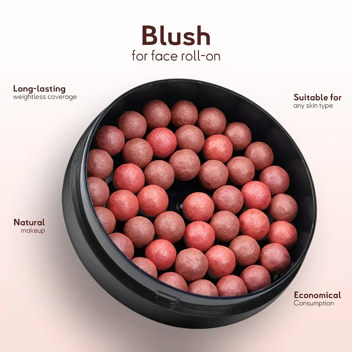 Long Lasting Roll-on Blush Shimmer Matte Finish with Brush 3D Glossy Texture Daily Makeup Rich in Texture for Women