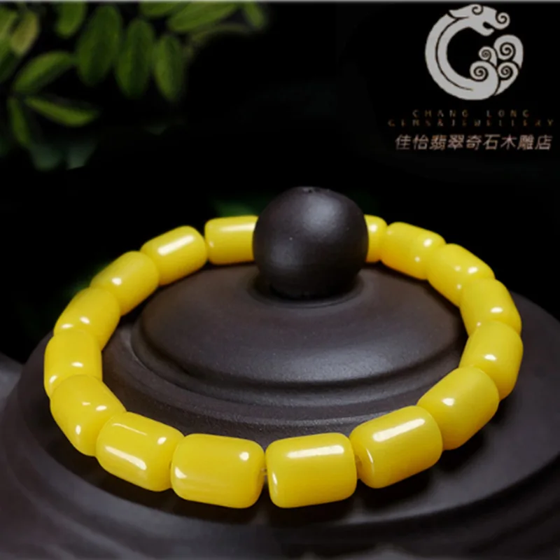 Yellow Honey Ladies Bracelet Yellow Chicken Grease Women's Beeswax Bracelet Ethnic Style Gold Pelley Bracelet with Certificate/