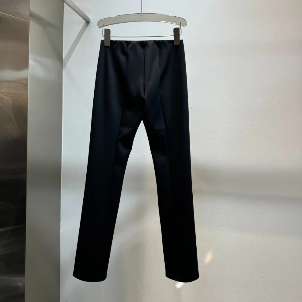 High-waisted Stretch Black Front Slits Skinny Pants