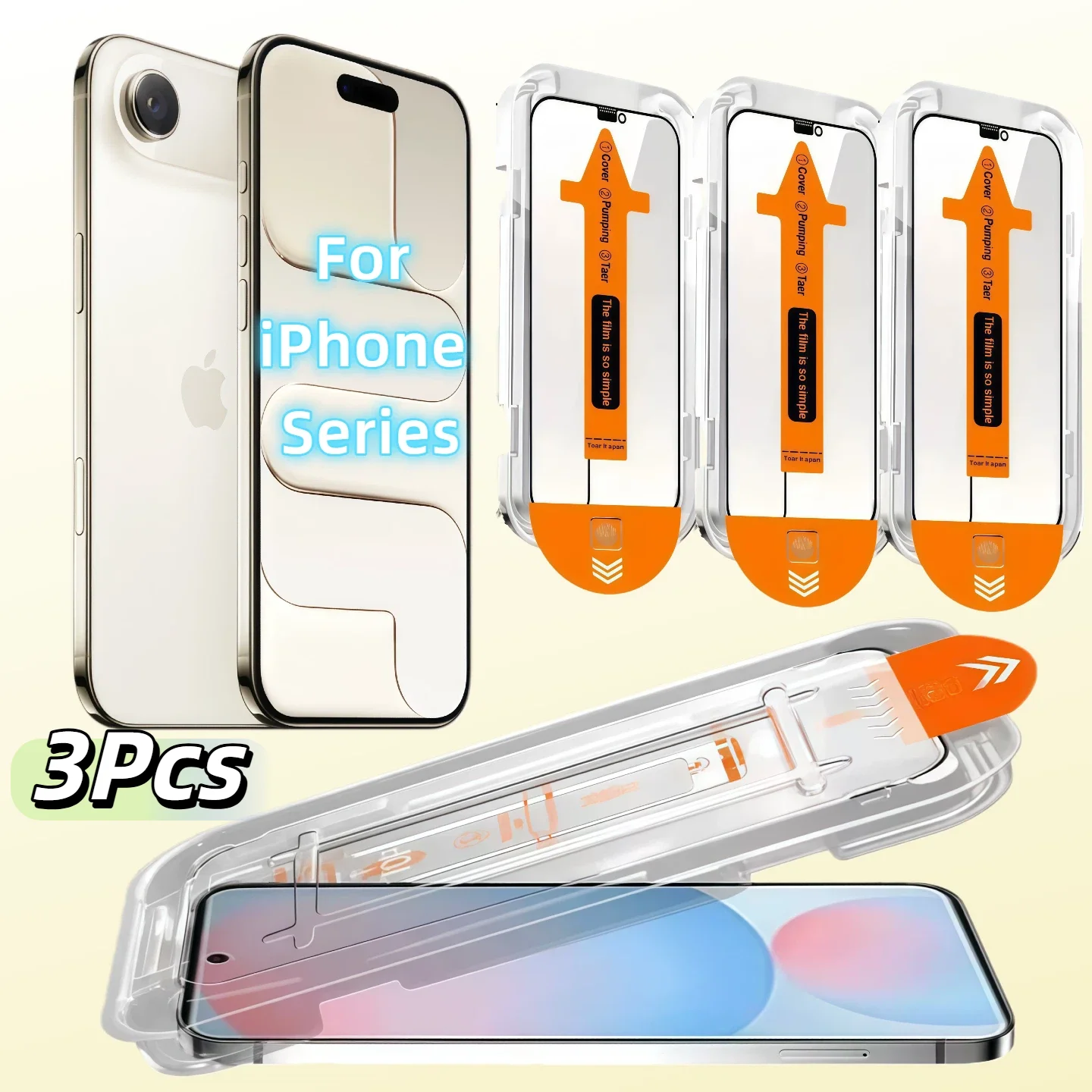 

Комплект из 3 защитных пленок из закаленного стекла высокой четкости для iPhone 17/16/15/14/13/12/11/X/XS/XR/XS MAX — простая установка, пузырь