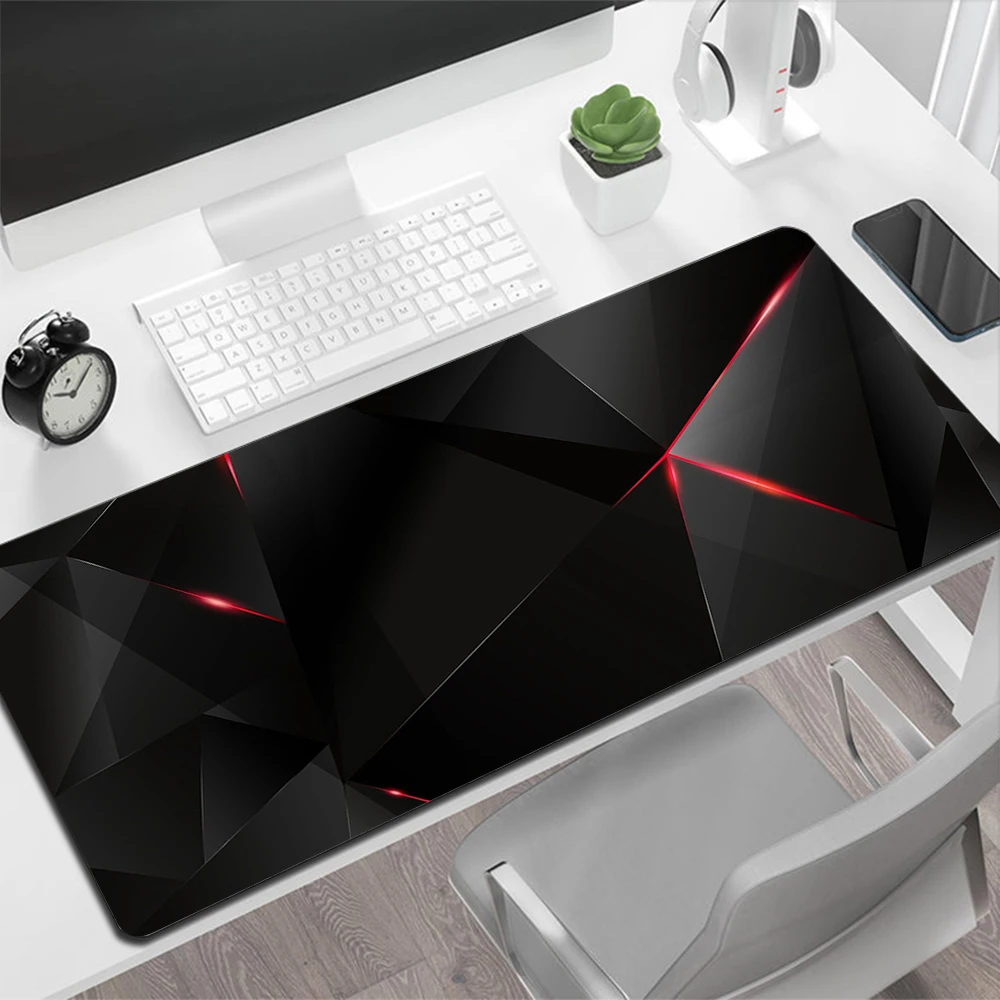 Black Red Geometric Design Gaming Mouse Pad Large Mouse Pad PC Gamer Computer Mouse Mat Big Mousepad Keyboard Desk Mat Mause Pad