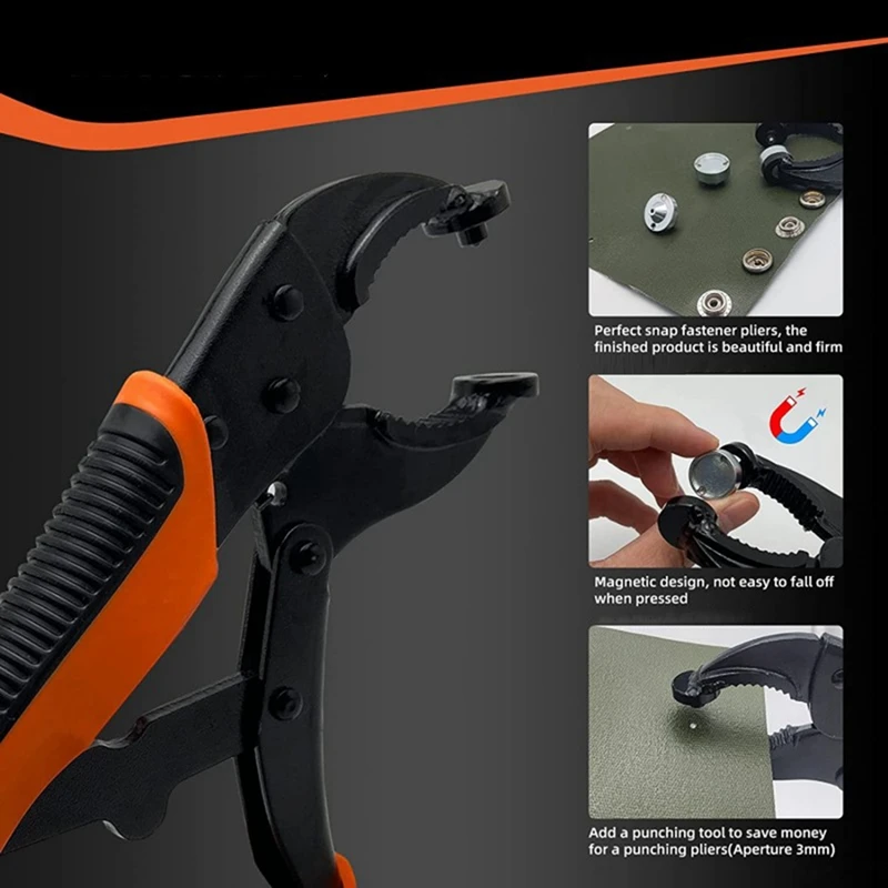 Adjustable Tool Pliers Set Snap Fastener Tool Pliers With Three Dies For Leather Snap And Sewing image 3