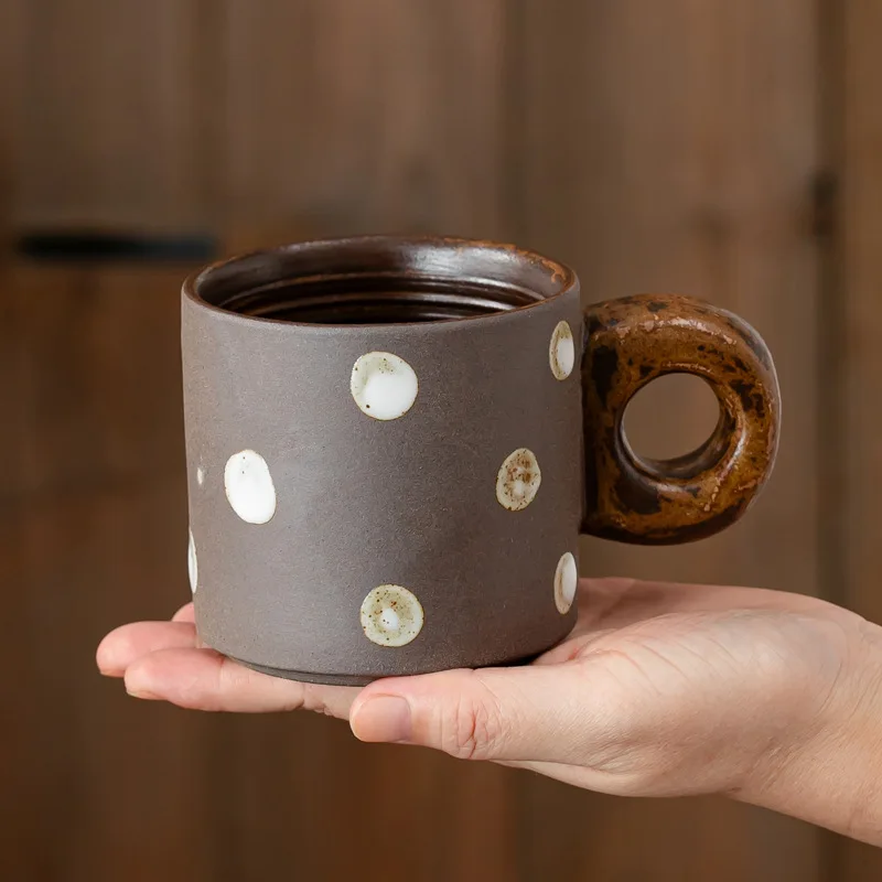 New 310mL Japanese Stoneware Retro Coffee Mug Breakfast Milk Oatmeal Cups Office Couple Water Mug Design Style Mug Birthday Gift
