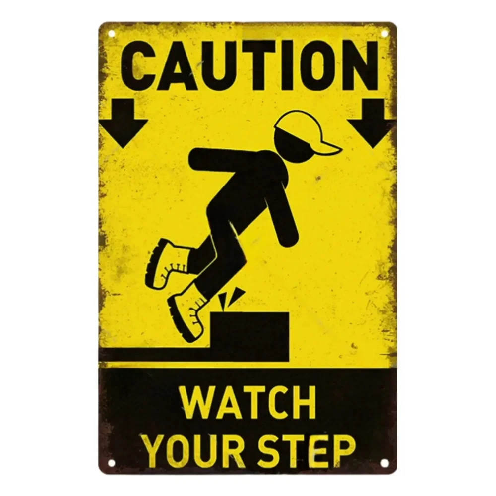 Vintage Caution Notice Zone Sign Metal Plate Warning Children Vedio Retro Plaque For Man Cave Garage Danger Door Wall Decor