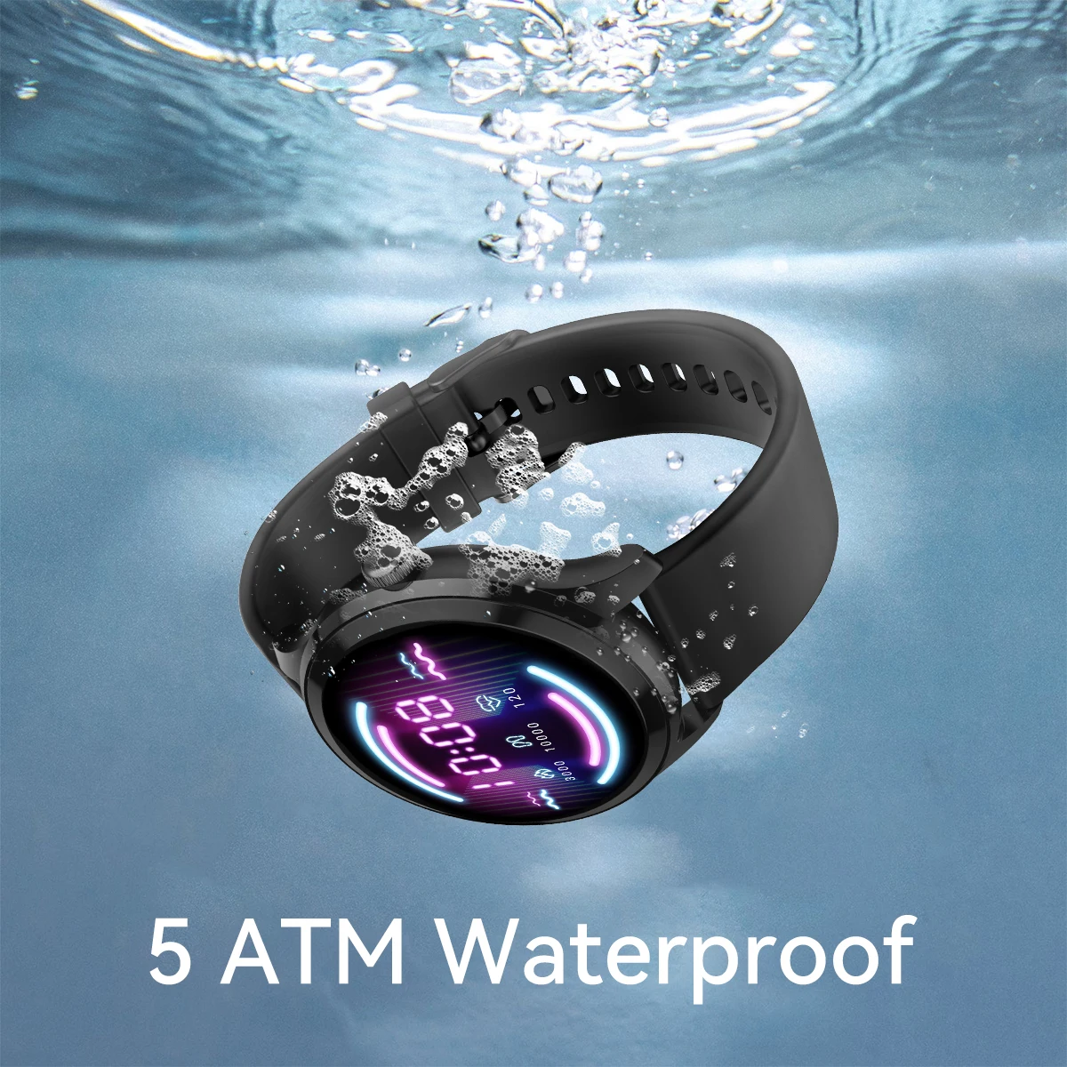 ساعة ذكية للمكالمات الصوتية من Apexfit للرجال 5ATM مقاومة للماء مدمجة بنظام تحديد المواقع مع شاشة Hr/Spo2 لهاتف آيفون وأندرويد