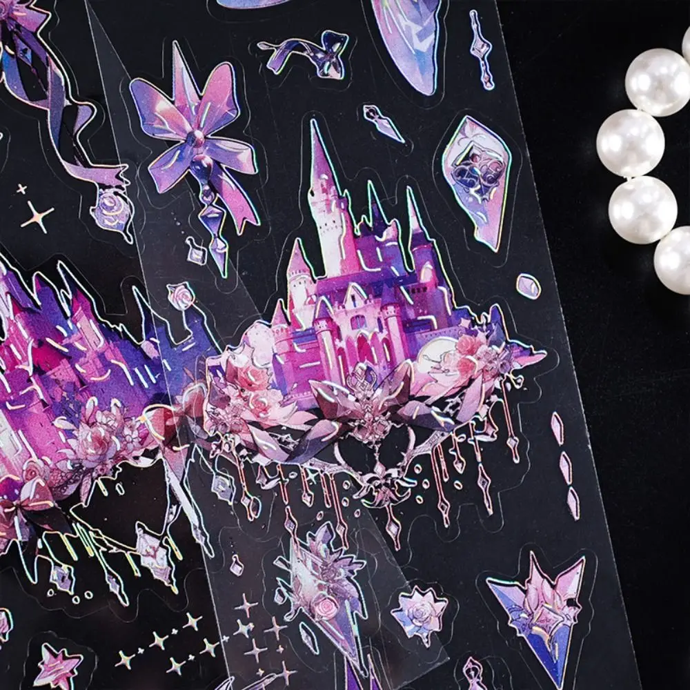 DIY Crafts City of Sky Series Sticker Shiny Decorative Holographic Laser Sticker PET Bling Aesthetic Collage Decals