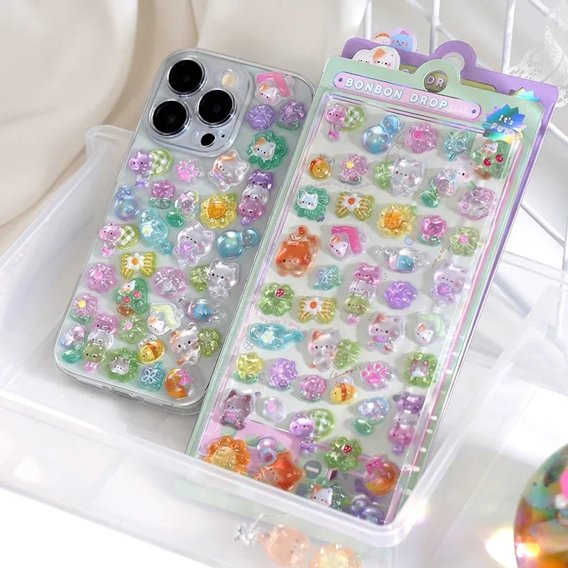 5 قطع من ملصقات الماس المنقوشة ثلاثية الأبعاد ذات طابع كرتوني، شارات حرفية PVC لتزيين القصاصات والقرطاسية - مثالية للاحتفال بنفسك