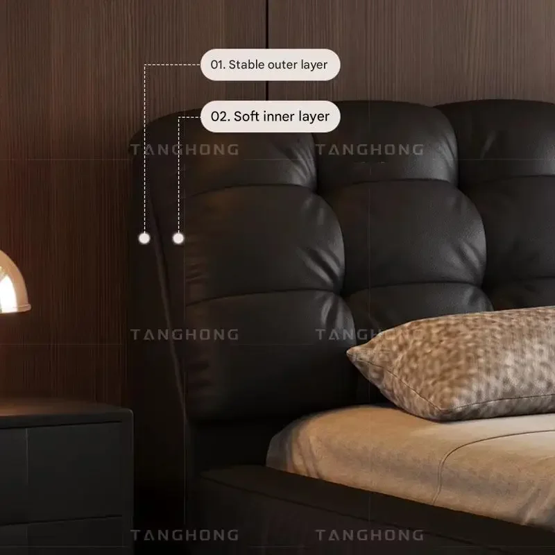 Funky Headrest Double Bed Style Nordic Black Sleeping Queen Double Bed Storage Floor Minimalist Women Beliche Unique Furniture