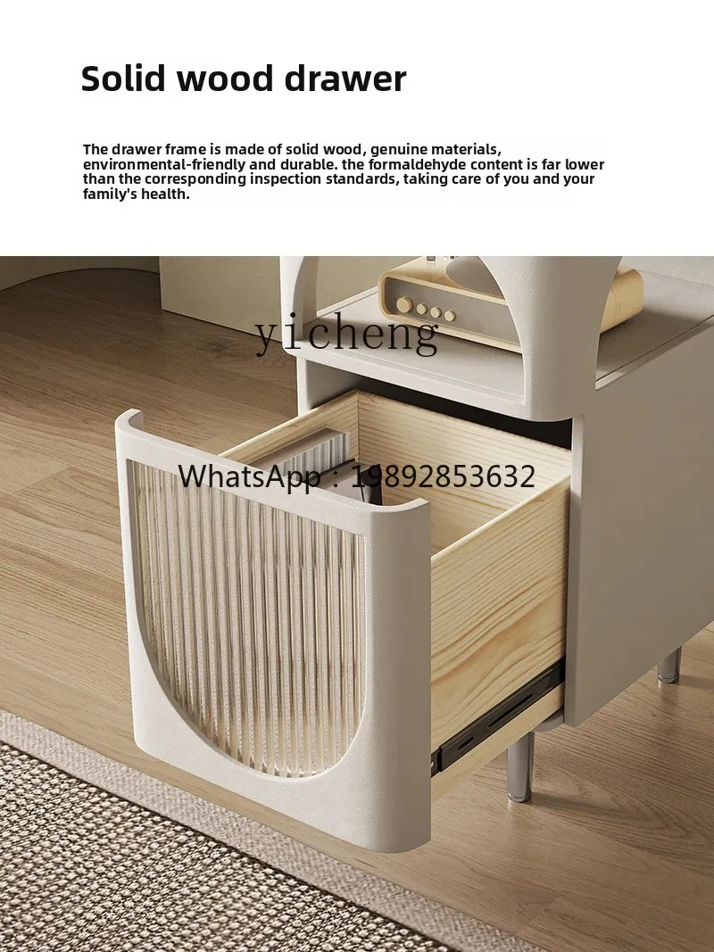 

ZZ French bedside table Cream wind narrow bedside table White paint storage Simple small storage cabinet