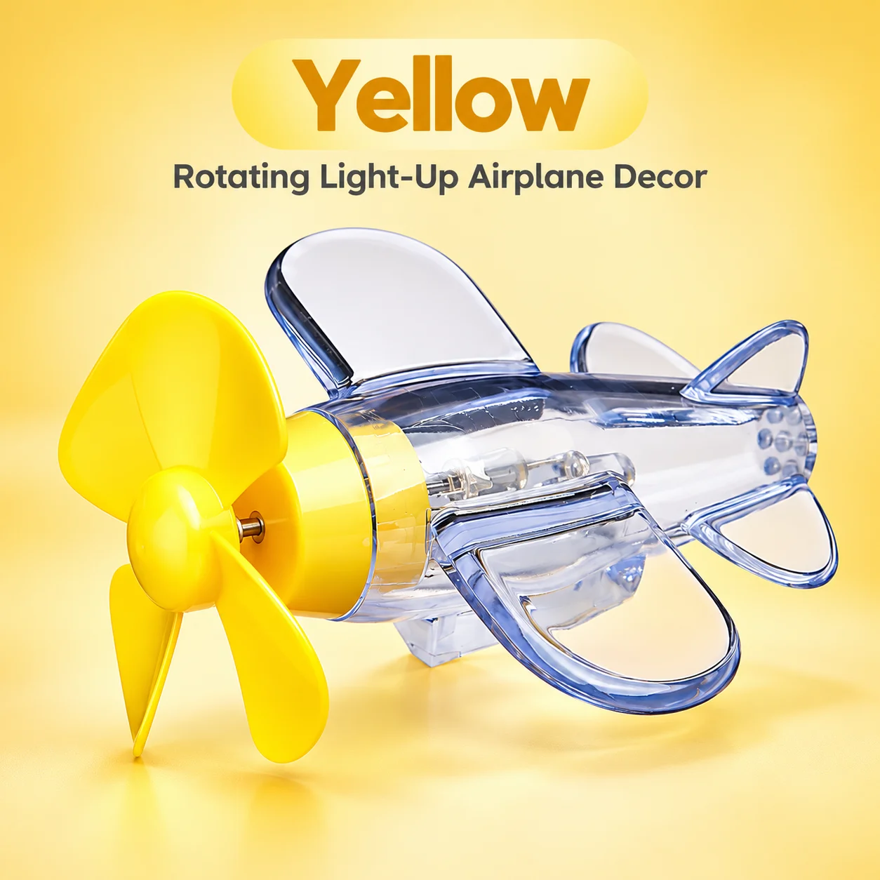 Windmill Plane Shape Light Ornament, Self Adhesive Decor for Car, Random Color