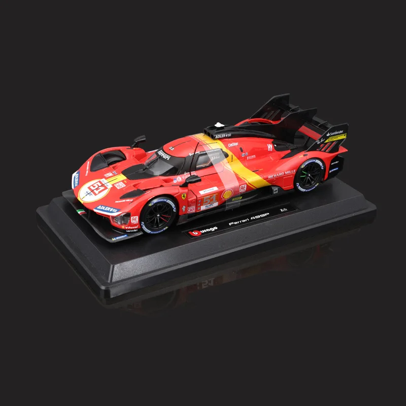 1:24 Ferrari Le Mans 499p Model samochodu Symulacja aluminiowego modelu samochodu Zabawka Kolekcja ozdób wyścigowych