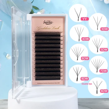 女神自動開花 W シェイプブルーム 2D 3D 4D 5D 6D 7D 既成ファンスピードまつげエクステンションナチュラルソフトライトフルデンス