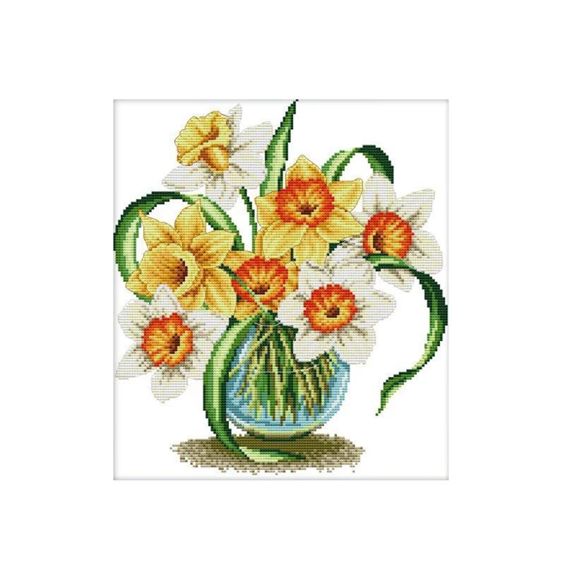 Analyste de point de croix pour débutants, kits de démarrage de broderie estampillée, bricolage, 11CT, 3 brins-Lily, 40x44cm