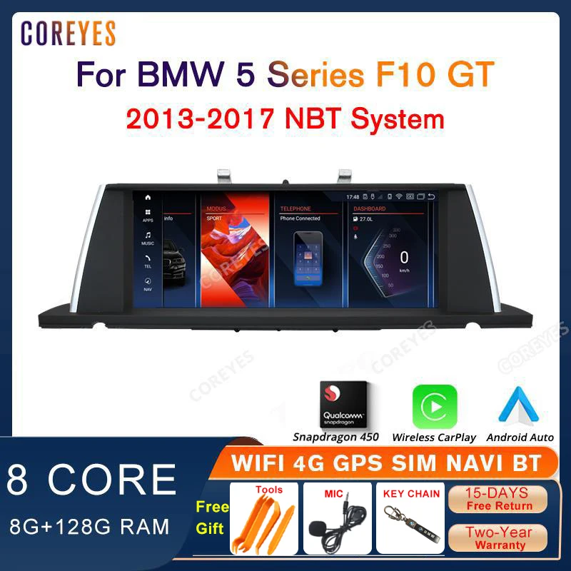 

COREYES 10.25 Inch Android 12 For BMW 5 Series GT F10 2013-2017 NBT System 4G+128G Car Radio Carplay Auto Snapdragon 450 Player