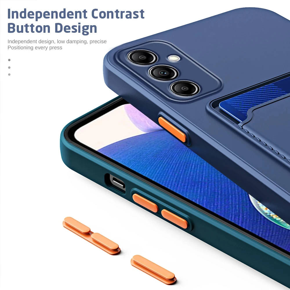 Card Holder Silicone Phone Case For Samsung Galaxy A55 A35 A54 A34 A25 A15 A54 A16 A26 A36 A56 A05S 4G 5G 5 G Shockproof Funda