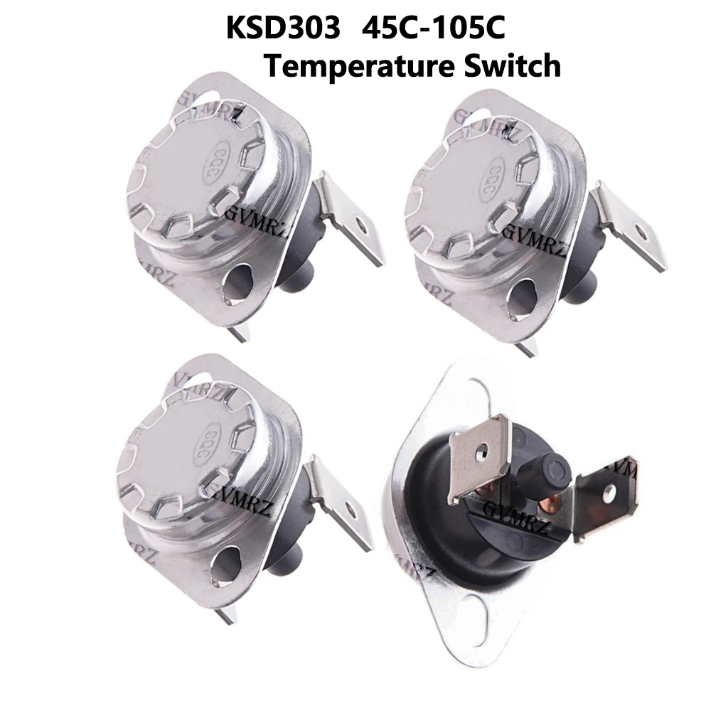 

1PCS KSD303 10A 80C 90C Degrees Celsius Manual Reset Thermostat Normally Closed Temperature Switch Temperature Control 100C 105C