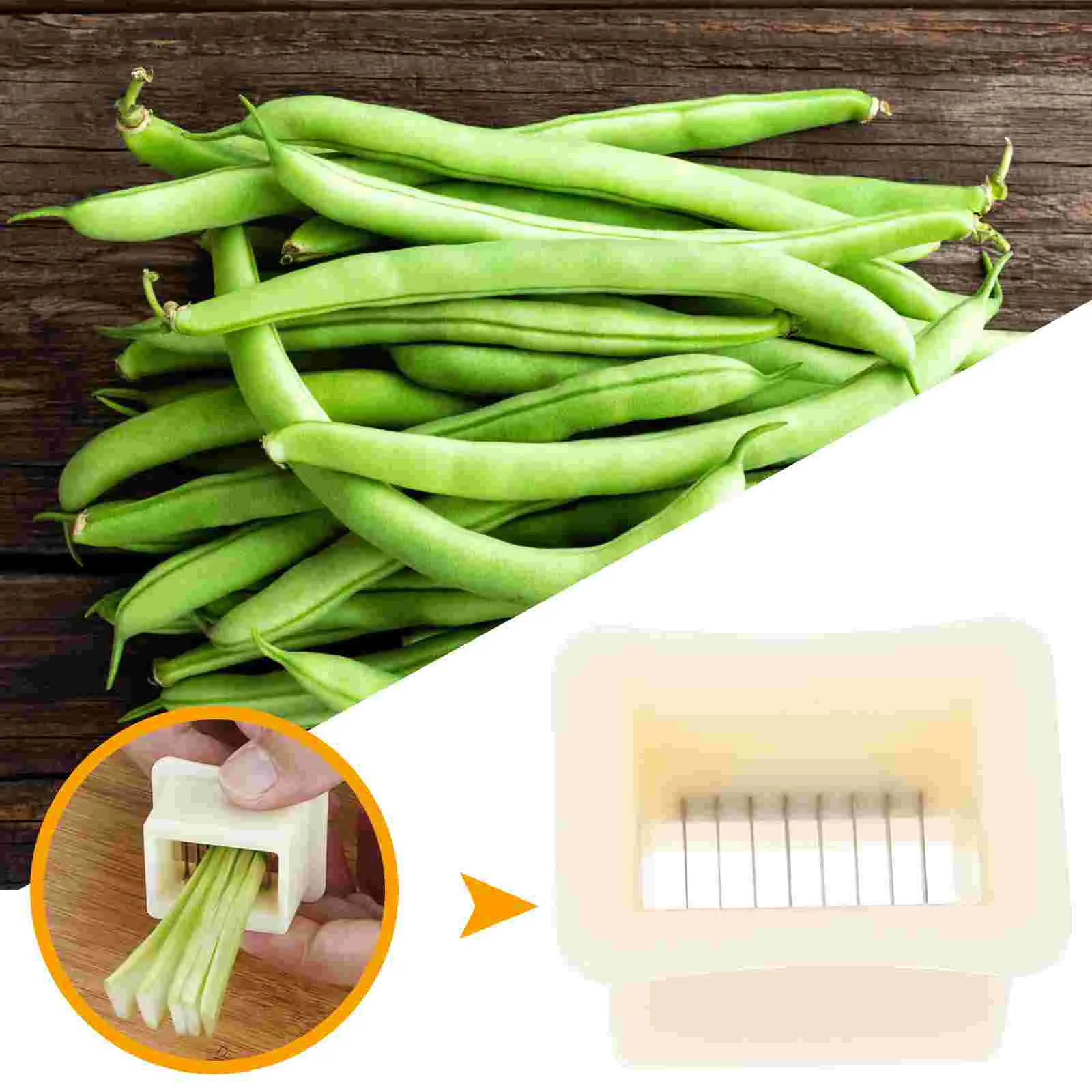 2Pcs Handheld Plastic Bean Stringer Slicer Beans Kitchen Tool Household Accessory (Beige) bean