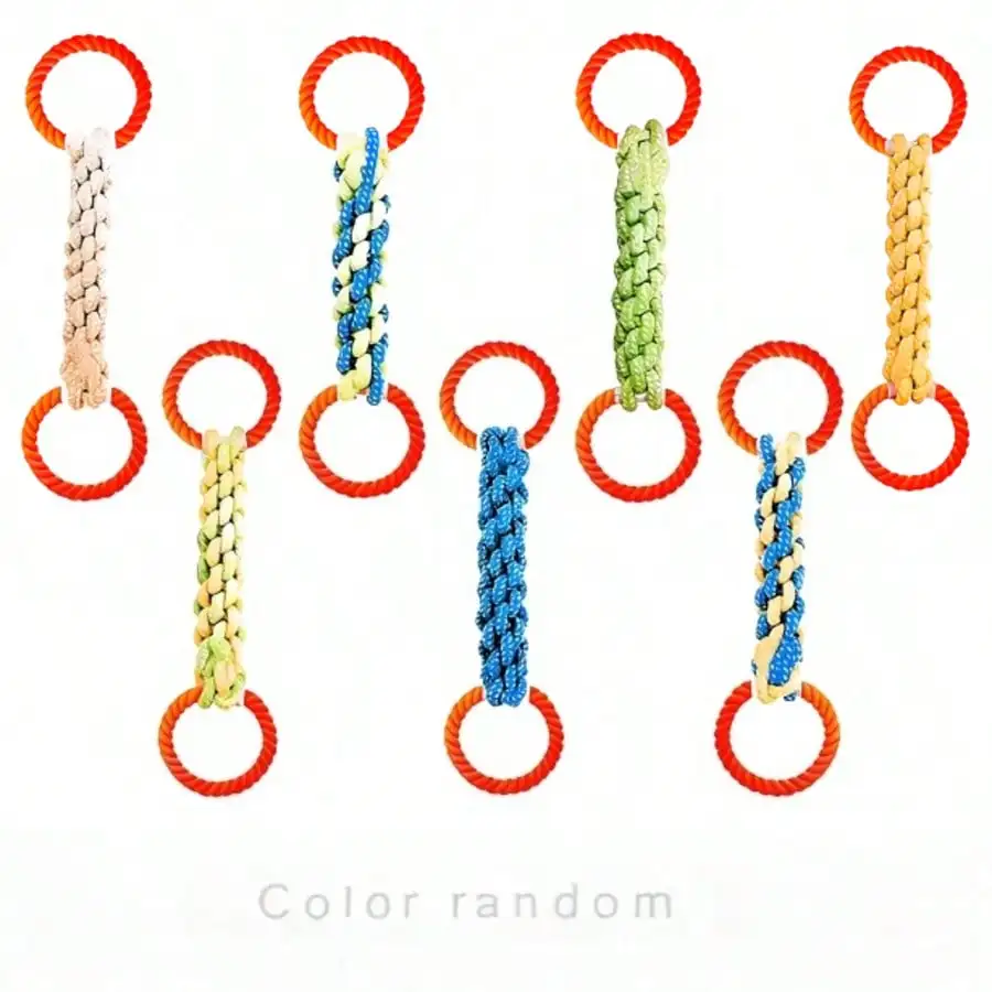 Colorful Braided Rope Tug Toy Pet Training Chew Toy Wear‑Resistant Teeth Grinding Toy Indoor Daily Play Dog Cat Supplies