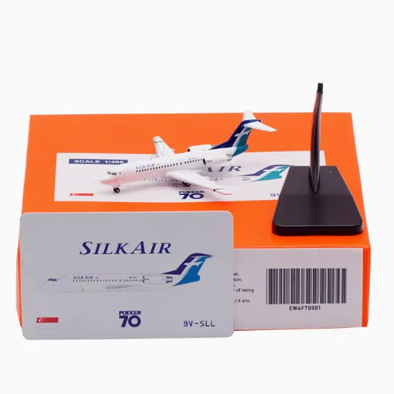 JC Wings 1:400 Scale Aircraft Model Alloy Singapore SilkAir Fokker 70 9V-SLL Model Collection Display Boutique Decoration