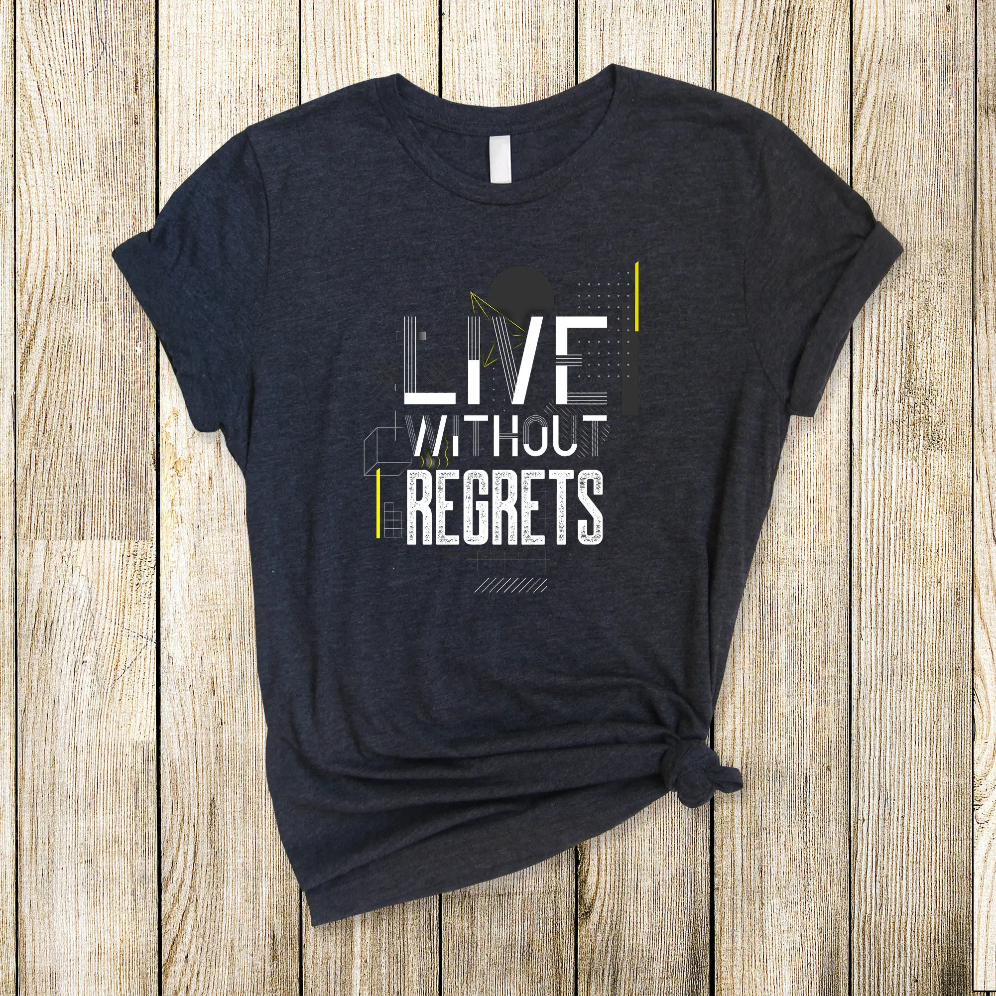 Mindset T Shirt Live Without Regrets Minimalist Geometric Inspirational Quote