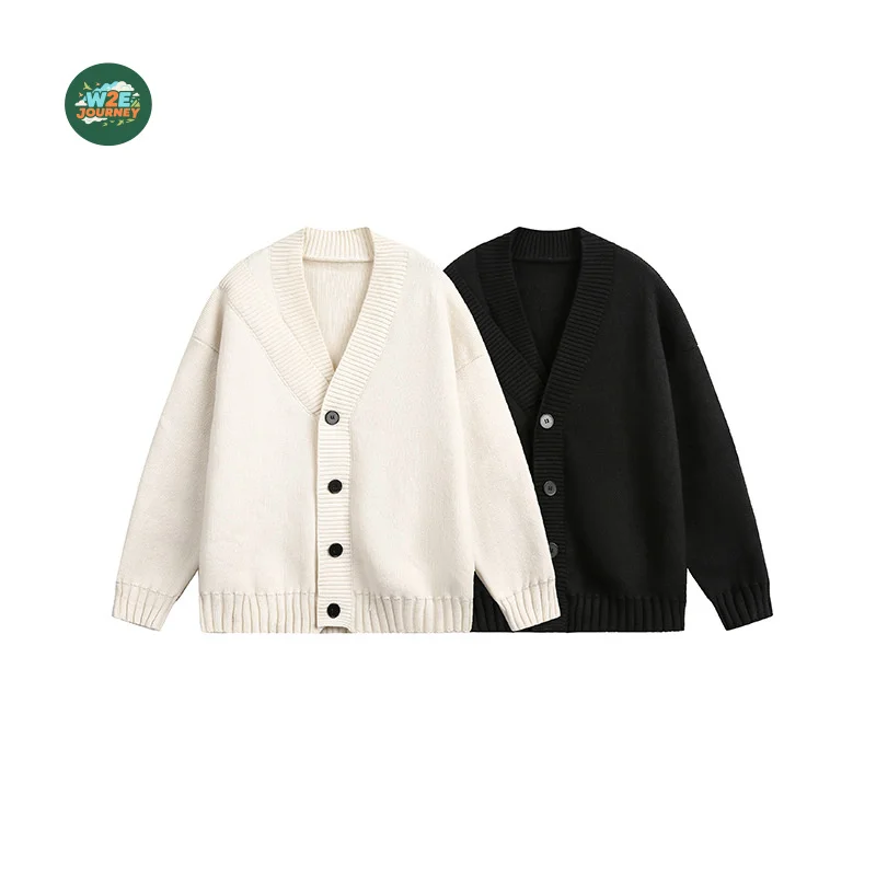 

W2EJOURNEY, роскошная уличная одежда высшего качества, размер ЕС, США, осень-зима, кардиган с v-образным вырезом, свободный мужской повседневный вязаный свитер