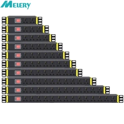 Melery PDU 1U Network Cabinet Rack Power Strip Distribution Outlet 2/3/5/6/8/12Units Universal Socket Break Switch Plug Office