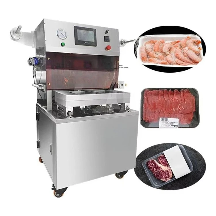 Custom Semi-automatic MAP Tray Sealer Nitrogen Gas Flush Vacuum Film Sealing Machine for Ready Meals and Fresh Food Packaging