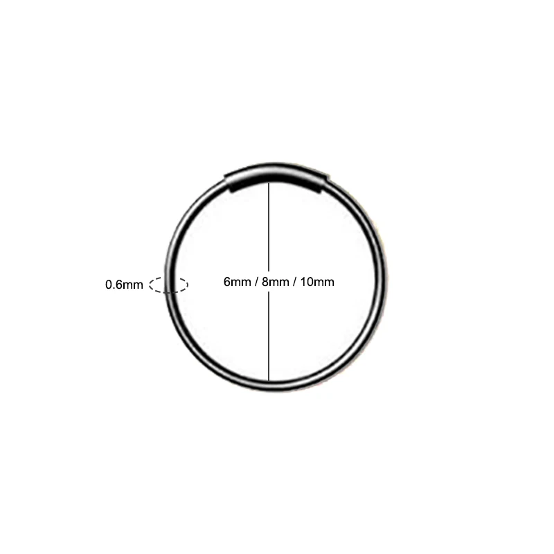3pcs/lot 316L Surgical Steel Seamless Continuous Hoop Rings Nose Eyebrow Tragus Lip Ear Ring, 6mm / 8mm / 10mm view 6
