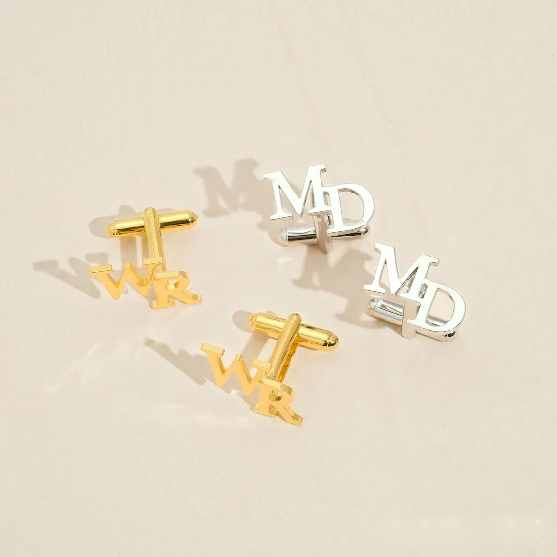 Personalized Name Cufflinks, Custom Gold Initial Cufflinks, Groom Wedding Cufflinks, Groomsmen Gift, Birthday Gift for Him, Anni