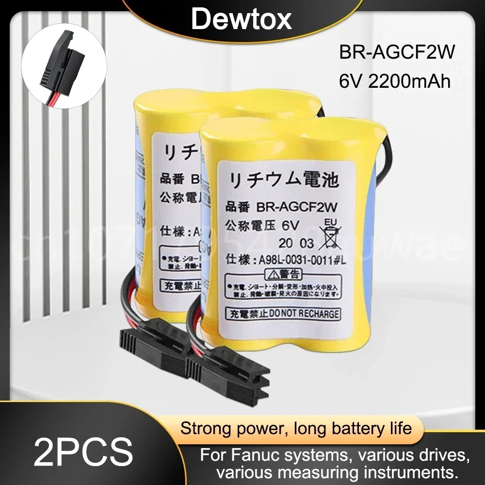2 قطعة جديد BR-AGCF2W 6 فولت ل 2200 مللي أمبير ل FANUC A98L-0031-0011 ماكينة بتحكم رقمي بالكمبيوتر أداة البطارية المكونات السوداء