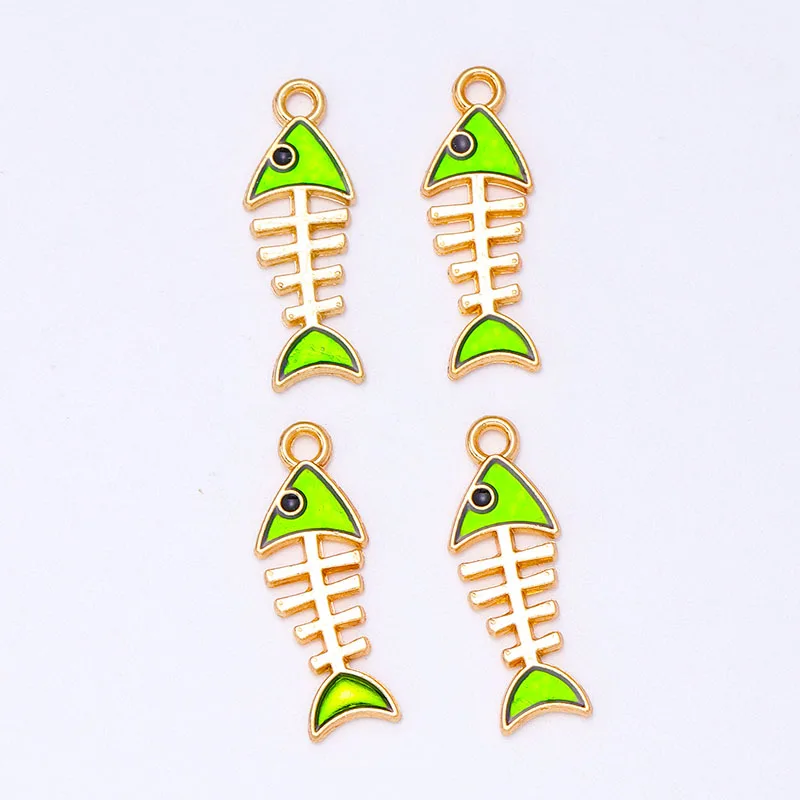 Colliers en alliage d'os de poisson, pendentifs animaux en résine pour la fabrication de bijoux, boucles d'oreilles, DIY, 8x23mm, 20 pièces