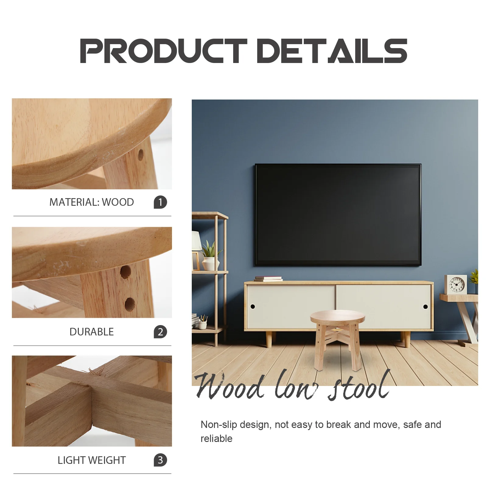 1Pcs Einfache Holz Hocker Runde Nicht-Slip Design Praktische Mehrzweck Hause Schuh Ändern Hocker Holz Farbe