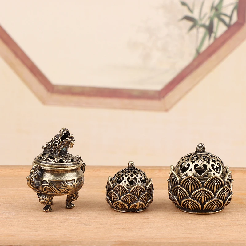 1pc Buddhist Utensils Incense Burner Lotus Incense Censer Archaic Sandalwood House Furnishings Home Office Decoration