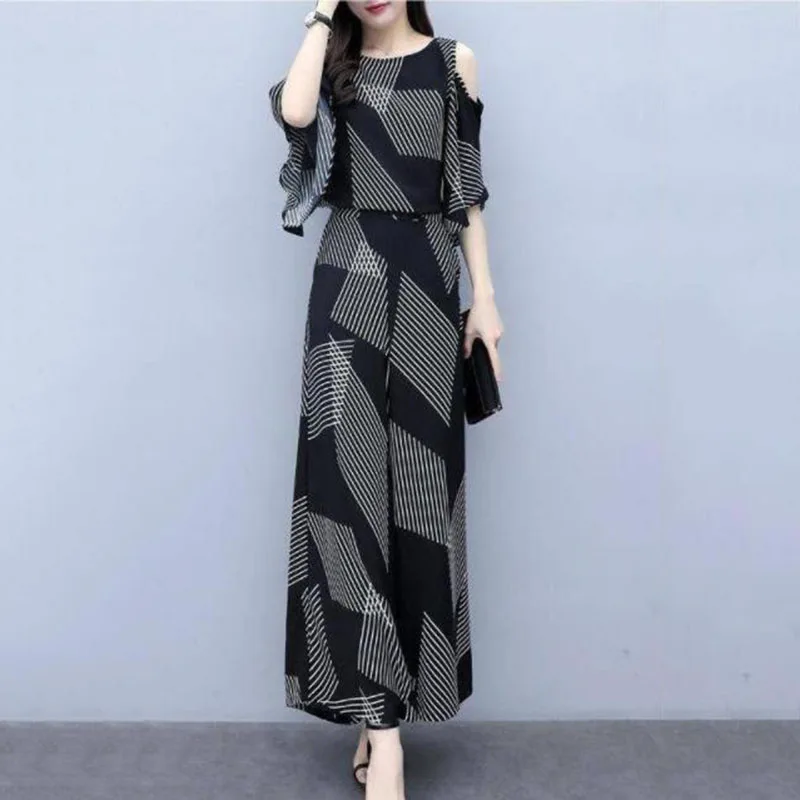 

Fashion Suits Women 2023 New Summer Two-Piece Suit Female Korean Loose Tops Casual Wide-Leg Pants Two-Piece Tide