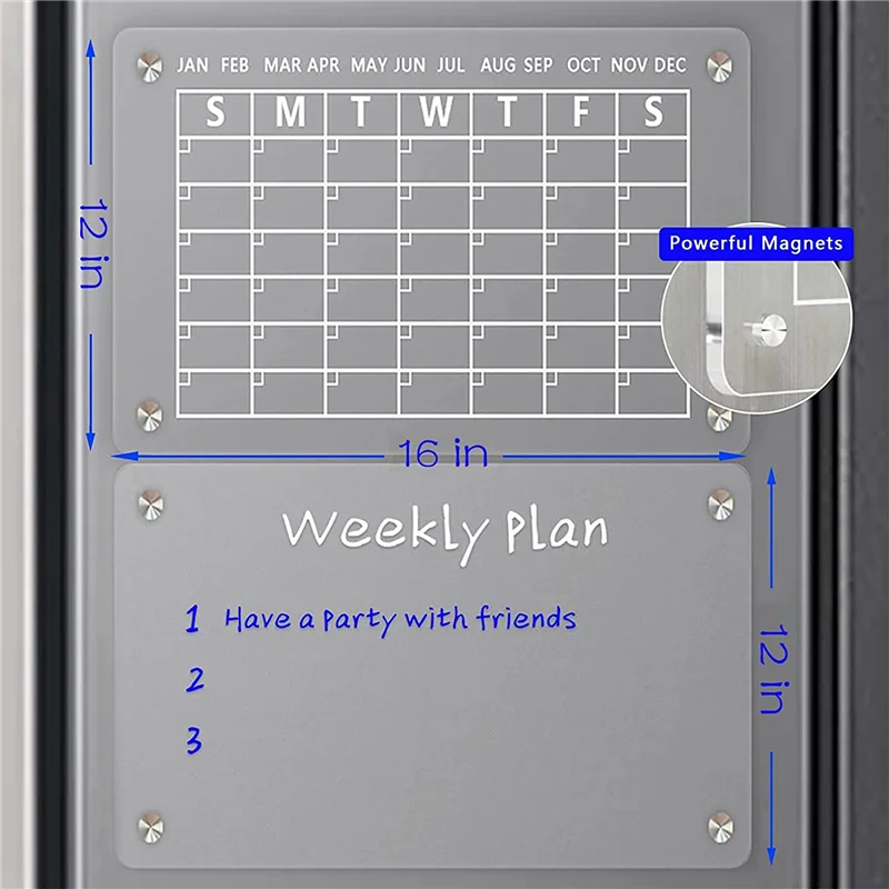 a45i-acrylic-magnetic-dry-erase-board2-pcs-planner-board-for-refrigeratorreusable-monthly-and-weekly-calendar-16inx12in