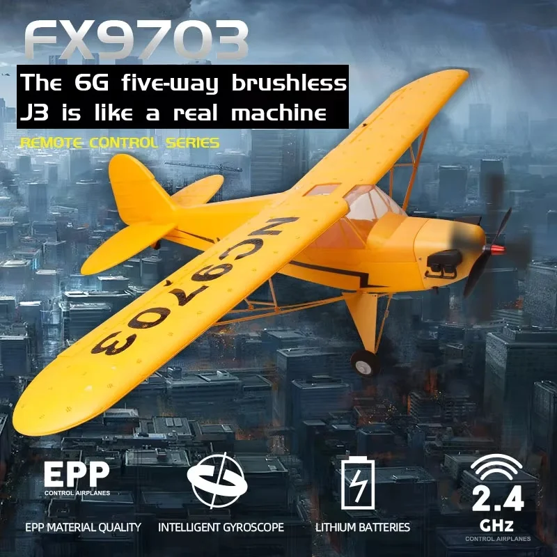 Fx9703 New J3 Fighter  Five-Channel Fixed Wing Epp Foam Remote Control Aircraft 360° Rotating Model Toy Glider Kids Gifts