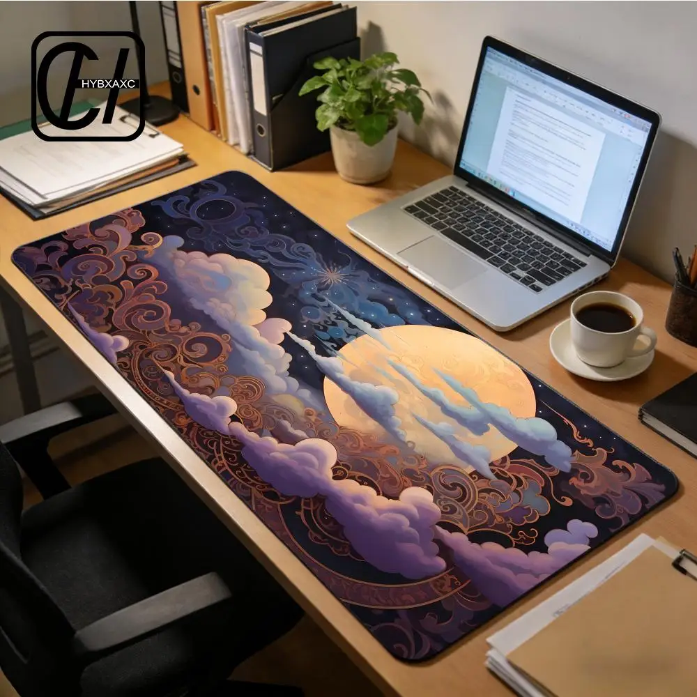 

Mouse Pad Gamer Moon And Sea Starry Night HYB XXC XXL Mechanical Keyboard Pad Natural Rubber Carpet Soft Computer Table Mat
