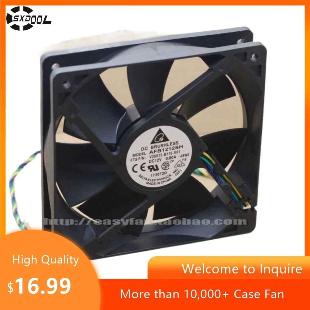 for Delta AFB1212SH AFB1212SHH 120mm 12025 12V 0.8A 4-Wire PWM Cooling Fan - Dual Ball for PC and Industrial Applications