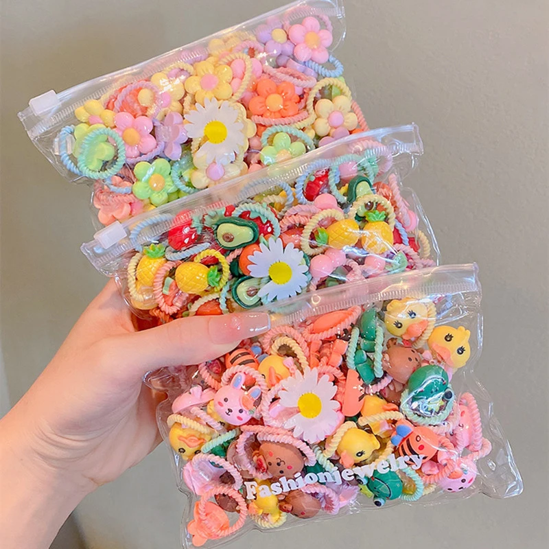 20Pcs Cute Rubber Bands For Children Does Not Hurt The Hair Elastic Good Girl Baby Head Rope Small Tie Hair Chirp Headdress